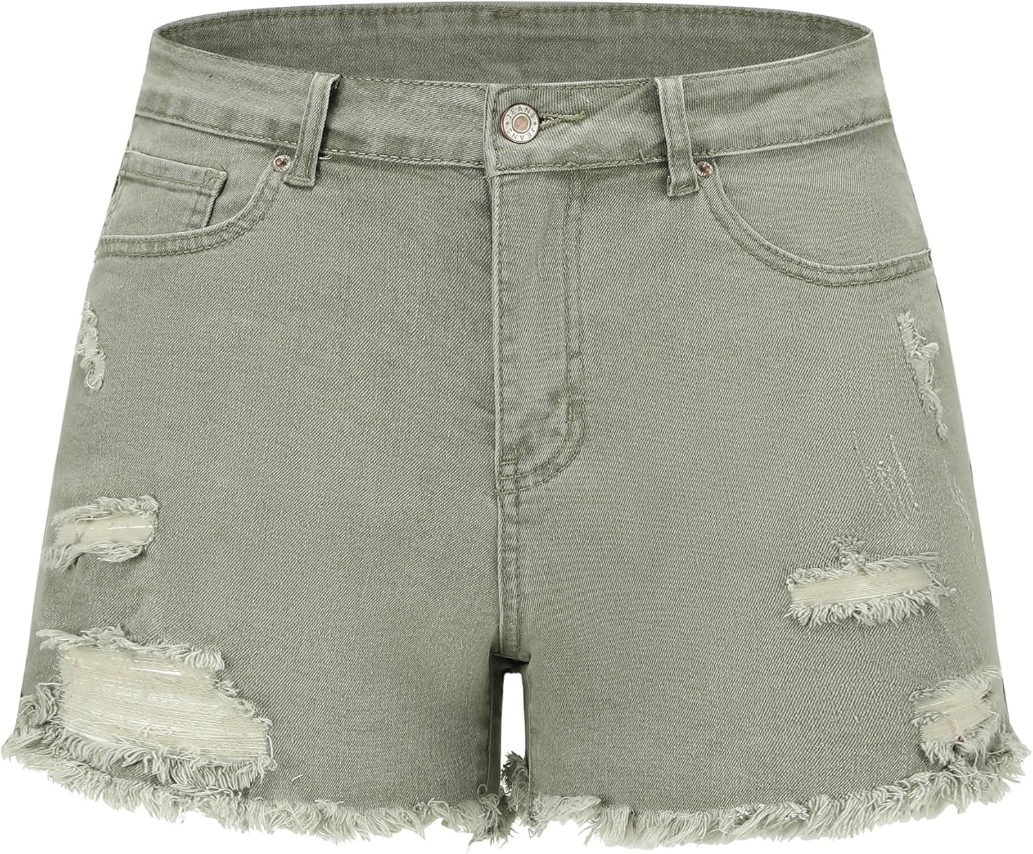 Mid Rise Ripped Stretchy Jeans Shorts for Women - Casual Denim