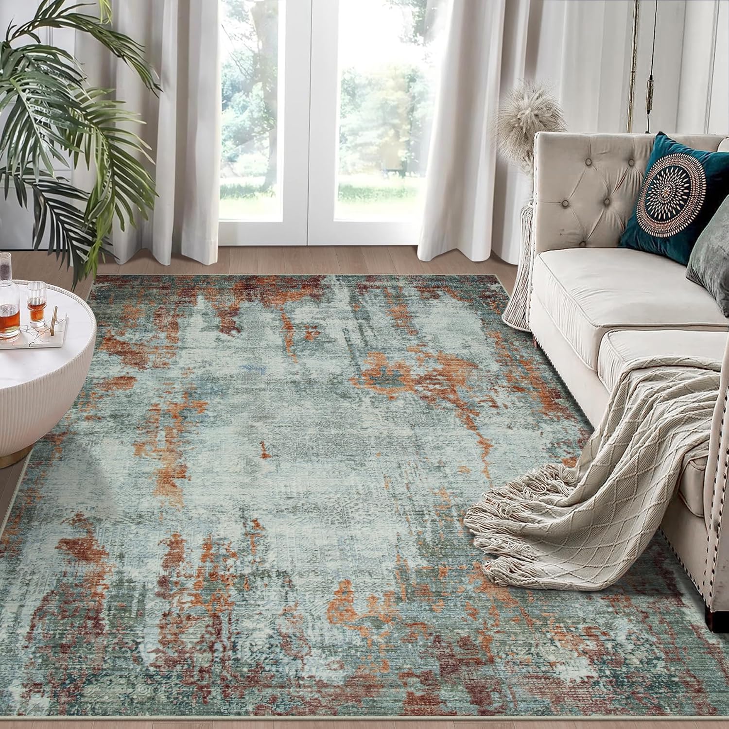 4x6 Area Rugs for Living Room: Modern Washable Carpet Design
