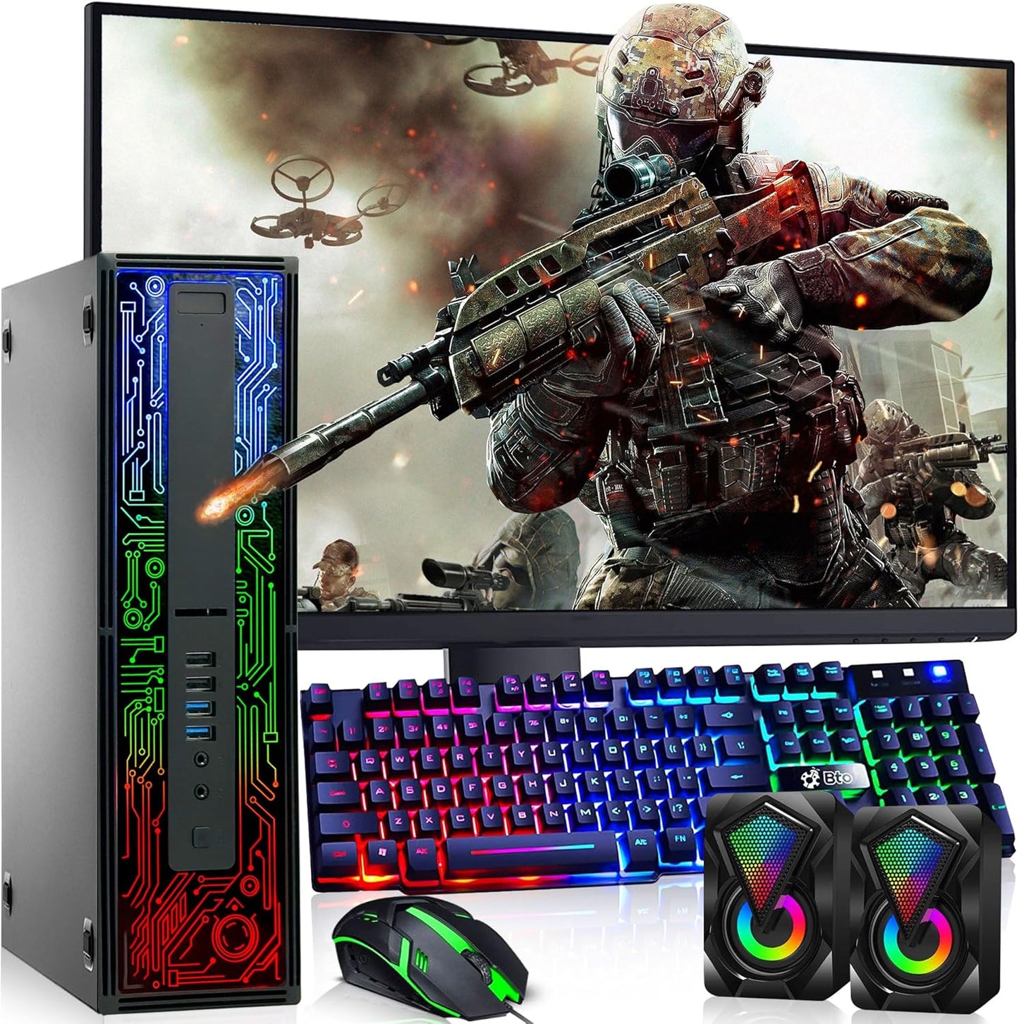 High-Performance HP Gaming PC Bundle: i5 Processor, 16GB RAM, 512GB SSD, NVIDIA GeForce GT 1030, Windows 10 Pro