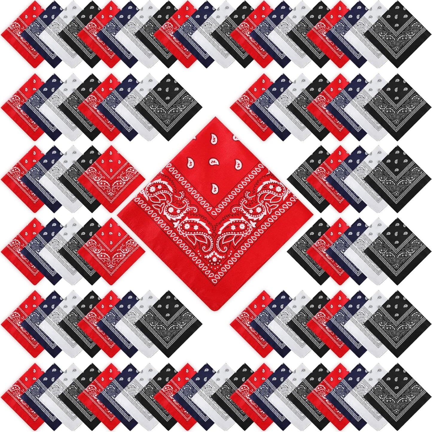 100 Pack Unisex Paisley Bandanas for Parties and Daily Use