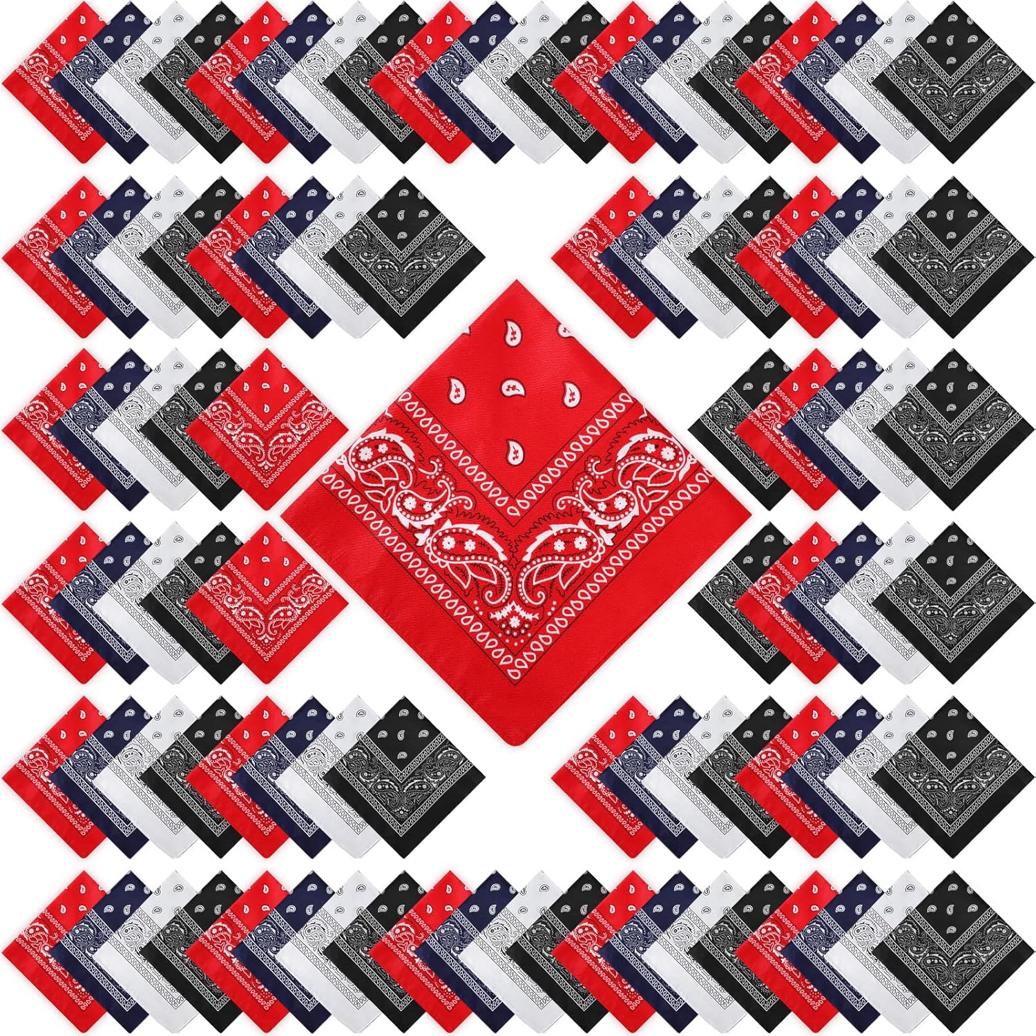 100 Pack Unisex Paisley Bandanas for Parties and Daily Use