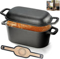 Dutch Oven Pot with Lid for Bread Baking - Oval Cast Iron 3.6QT