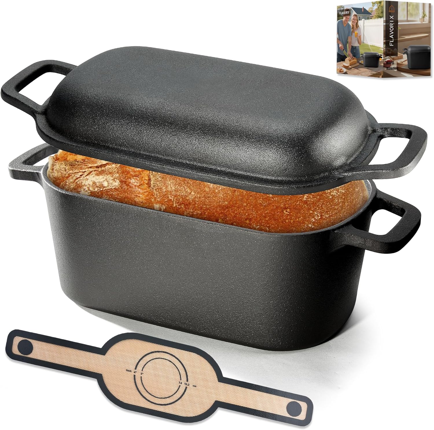 Dutch Oven Pot for Bread Baking - Oval Cast Iron 3.6QT
