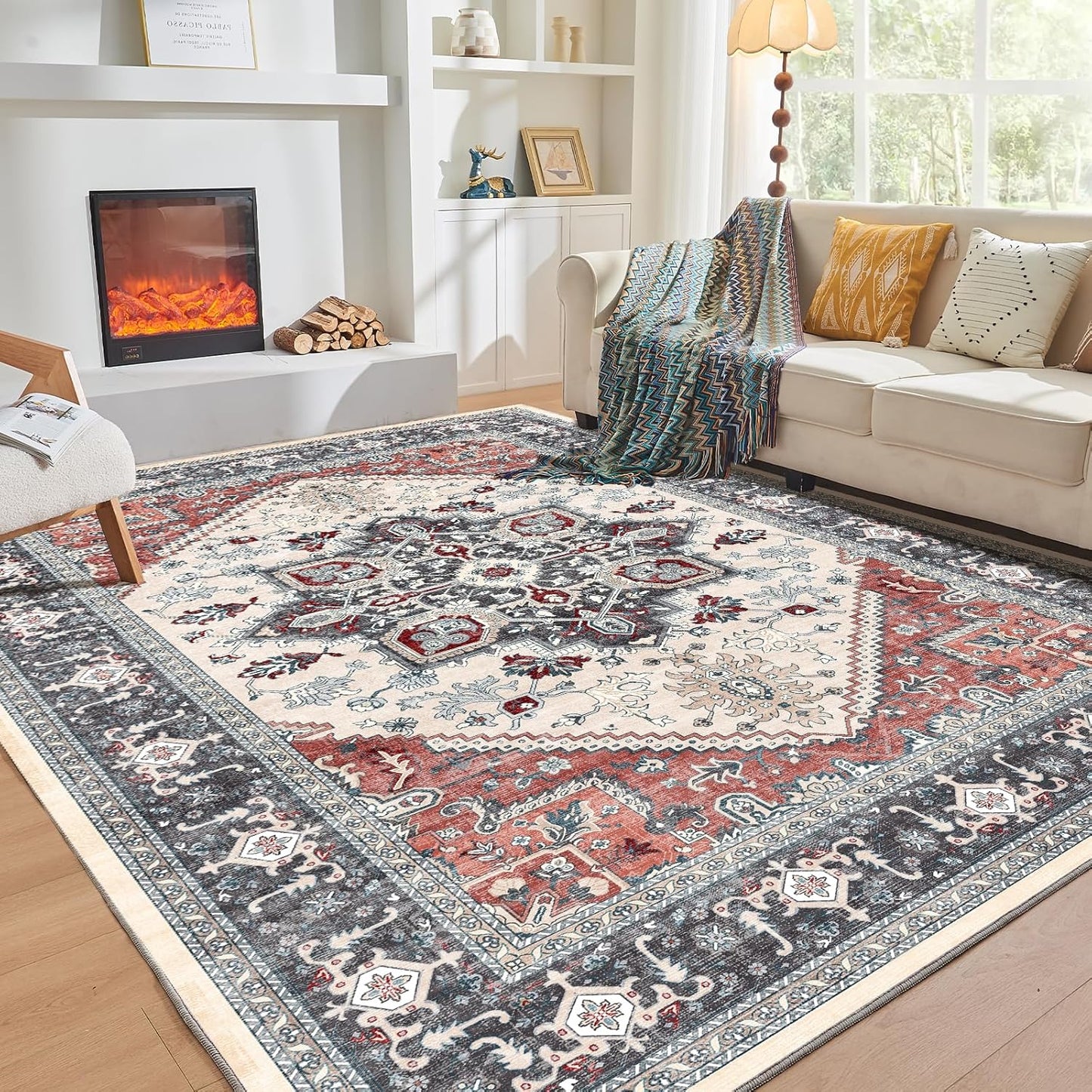 OPPODREAM Thin Area Rugs 5x7 - Washable Non Slip Backing