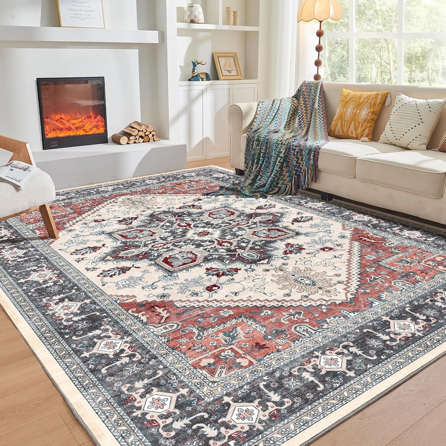 OPPODREAM Thin Area Rugs 5x7 - Washable Non Slip Backing