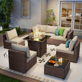 Outdoor Patio Furniture Set with 28in Fire Pit Table - Modular Comfort
