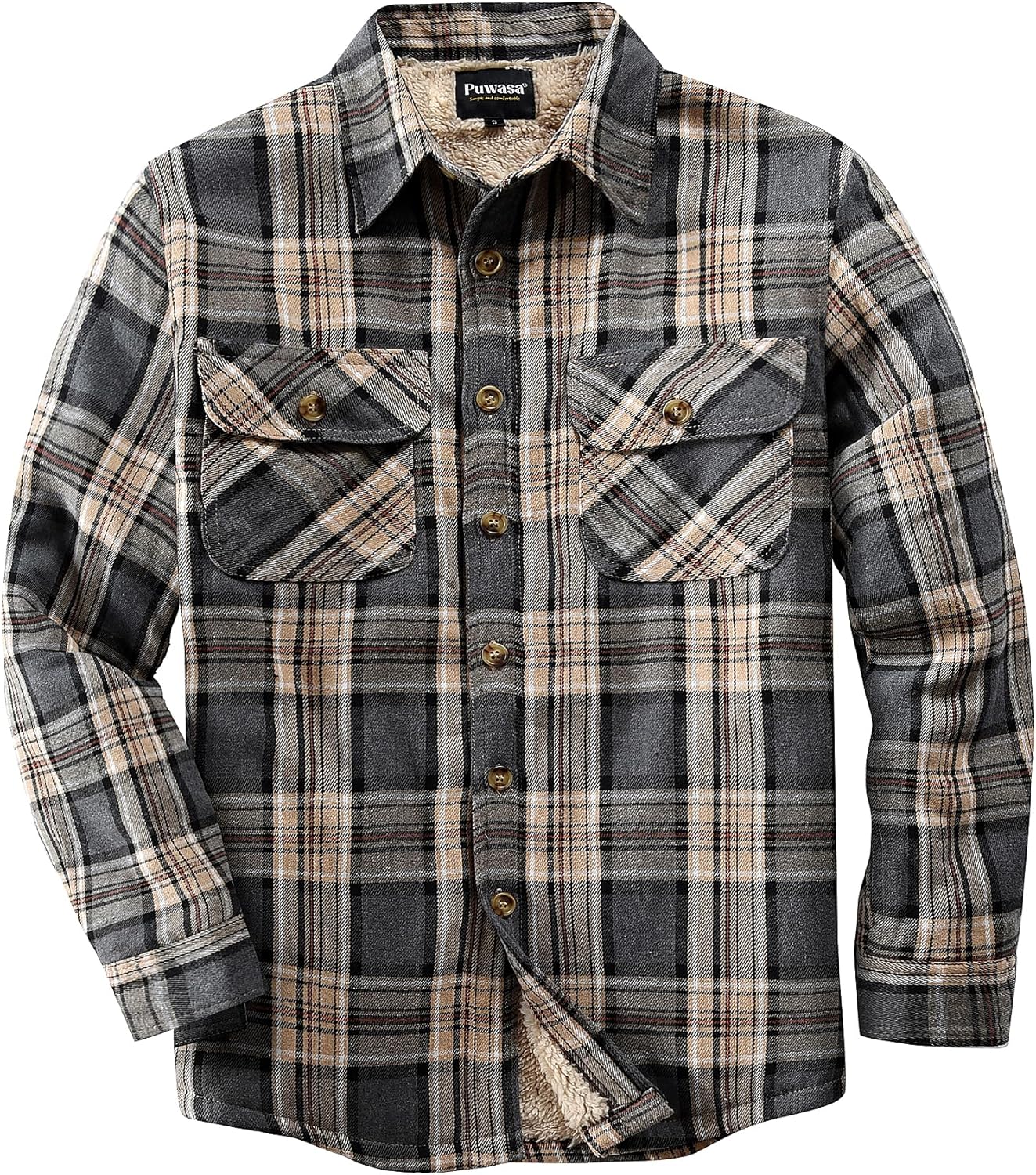 Men's Sherpa Lined Flannel Shirt Jacket for Ultimate Comfort