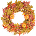 GENMOUS 24 Inch Fall Wreath for Front Door - Plush Pumpkin Decor
