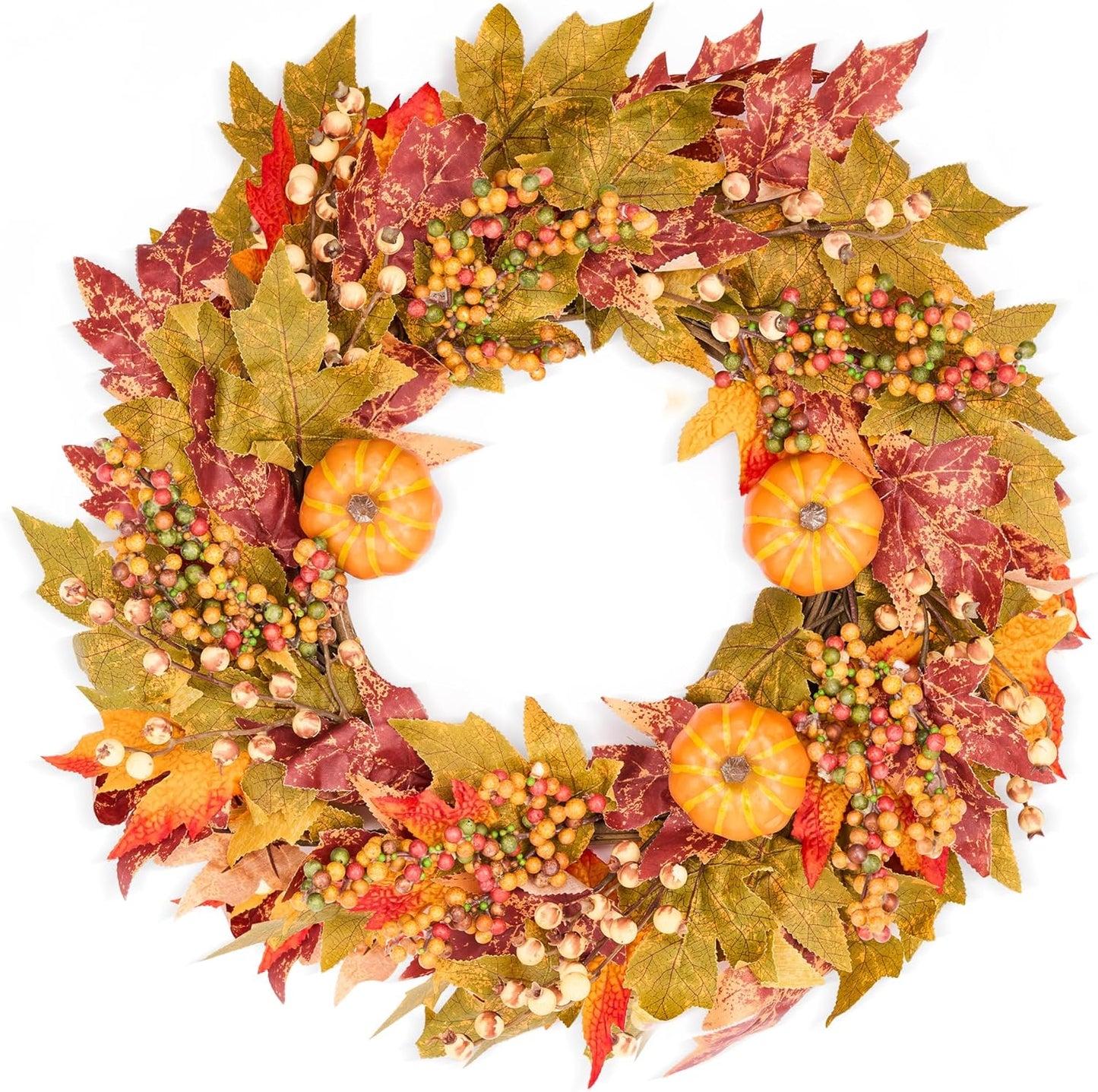 24 Inch Fall Wreaths for Front Door - Autumn Maple Leaves Decor