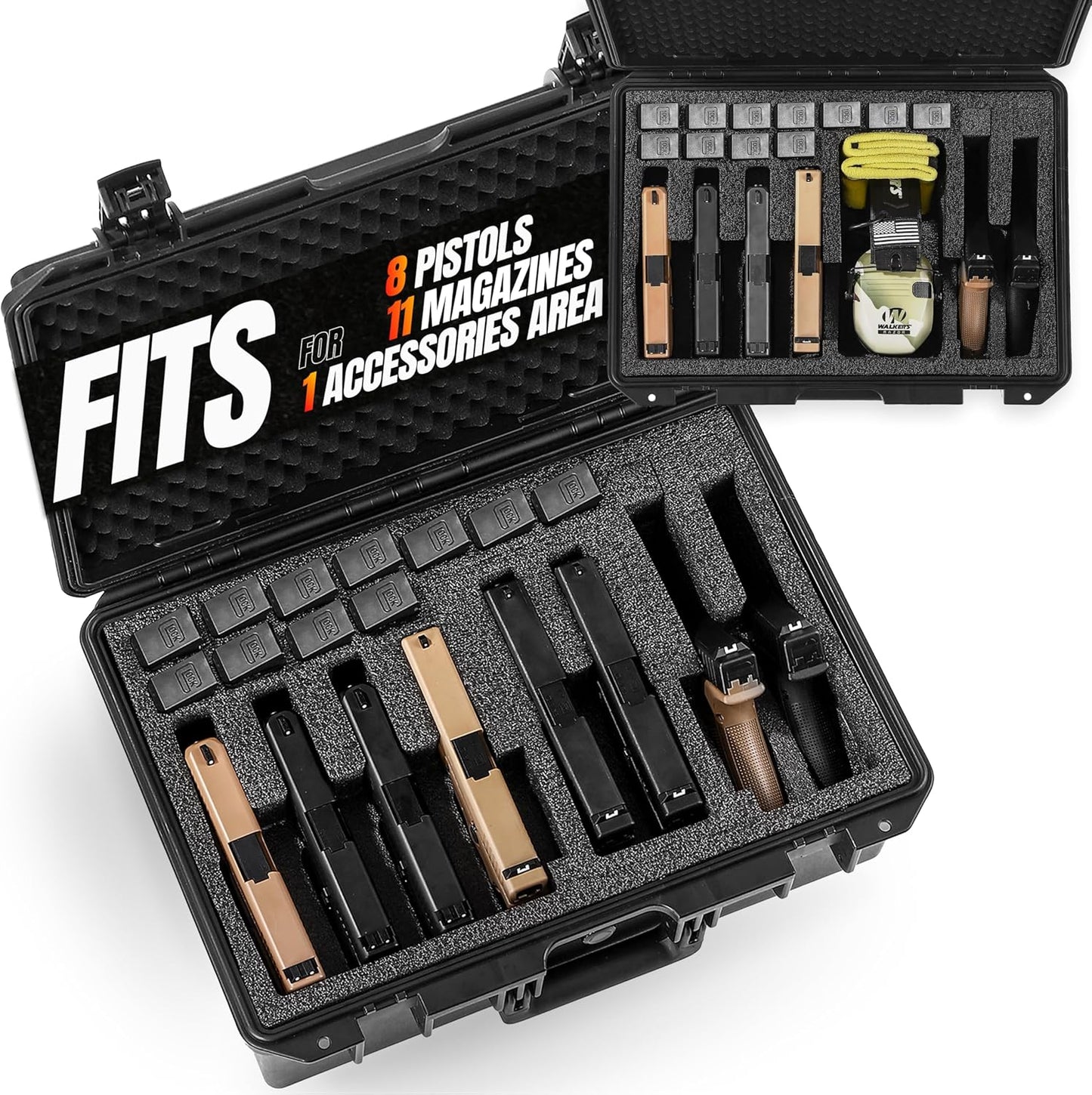 Heavy-Duty Waterproof Gun Case for Multiple Pistols & Magazines