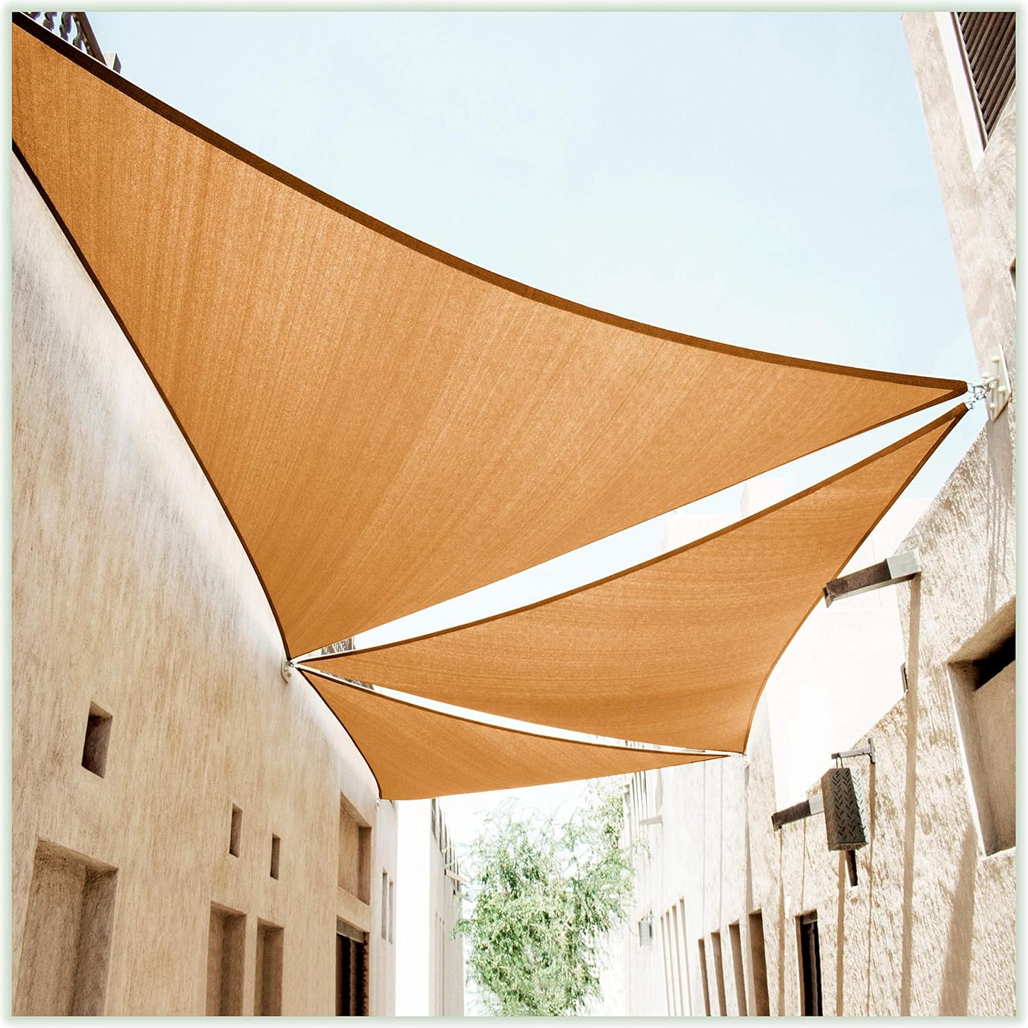 ColourTree 18ft x 18ft x 18ft Sand Triangle Sun Shade Sail Canopy