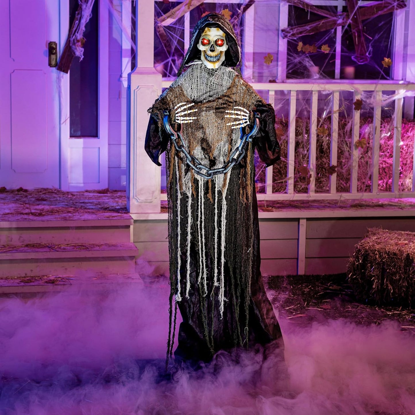 67 Inch Halloween Animatronics Grim Reaper for Spooky Decor