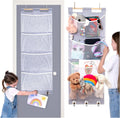 Over the Door Stuffed Animal Storage with Clips and Mesh Pockets