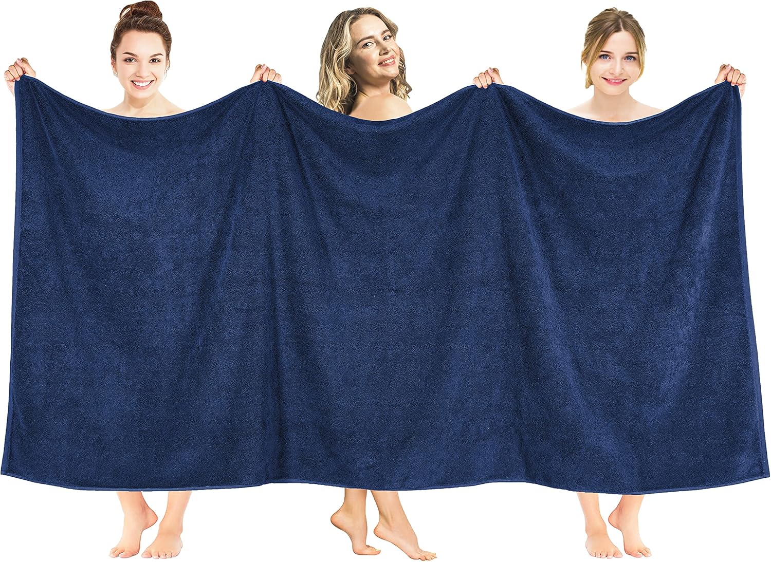 Oversized Bath Sheet 40x80 Extra Large Cotton Towels Navy Blue