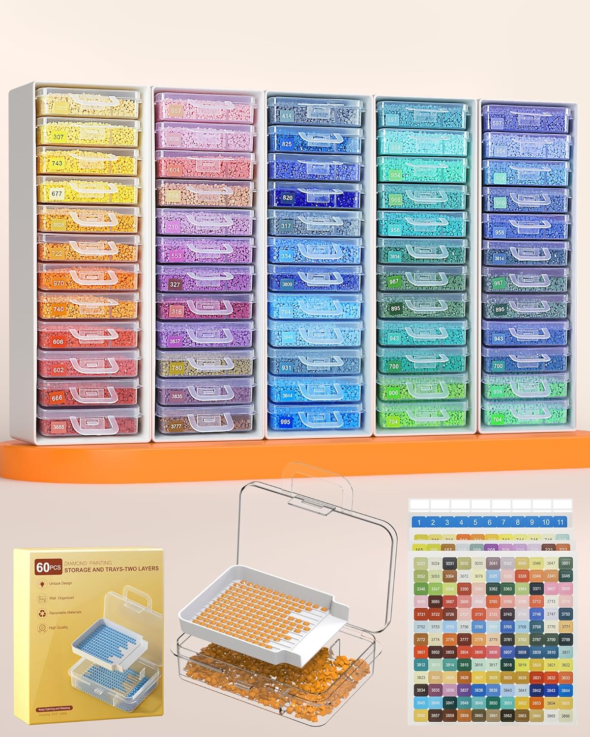 Redtwo 60pcs Diamond Painting Storage Containers for Organized Art