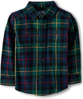 Baby Boys Long Sleeve Plaid Flannel Button Up Shirt - Soft Cotton down