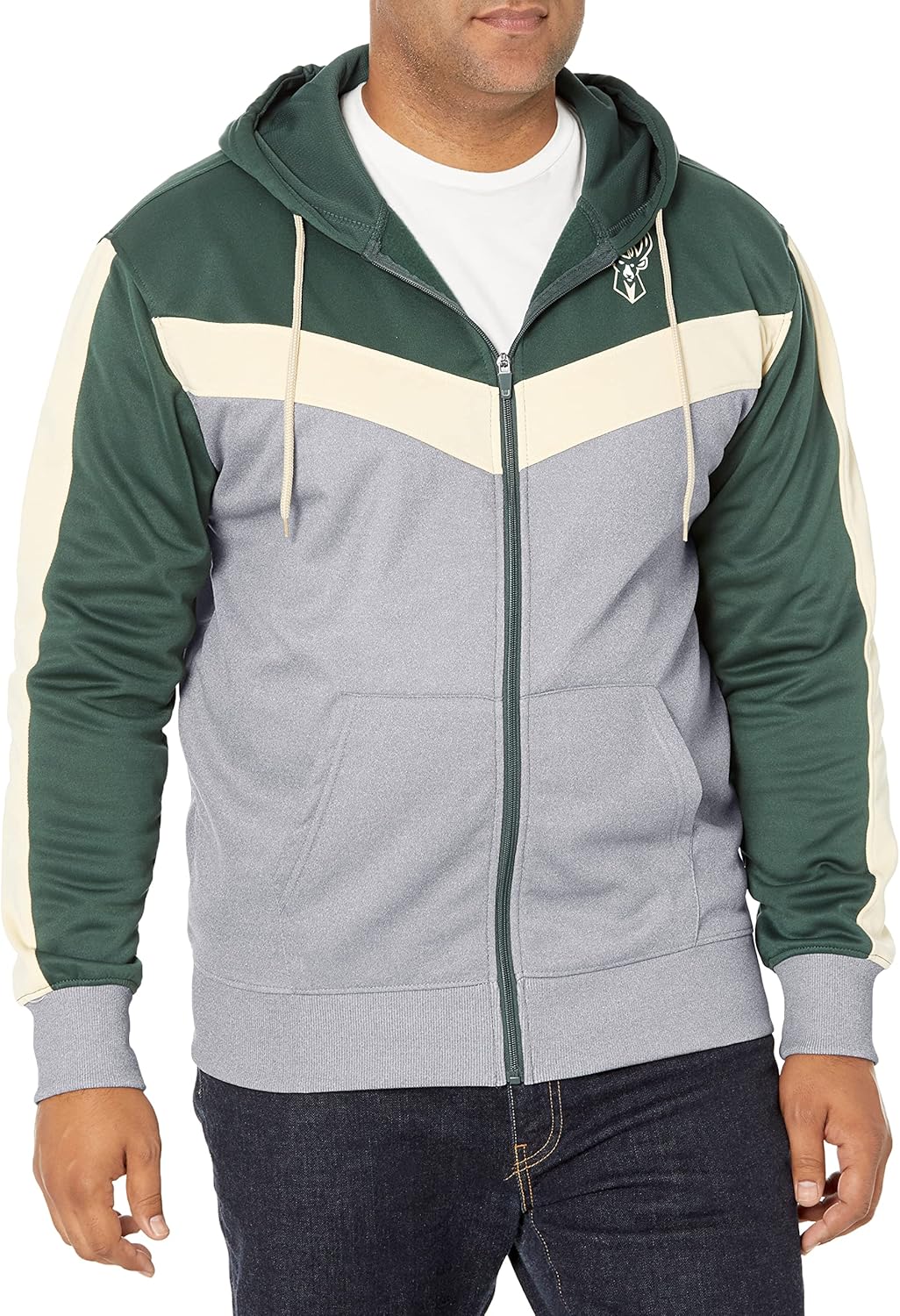 Ultra Game Men's NBA Official Contrast Back Cut Full Zip Hoodie