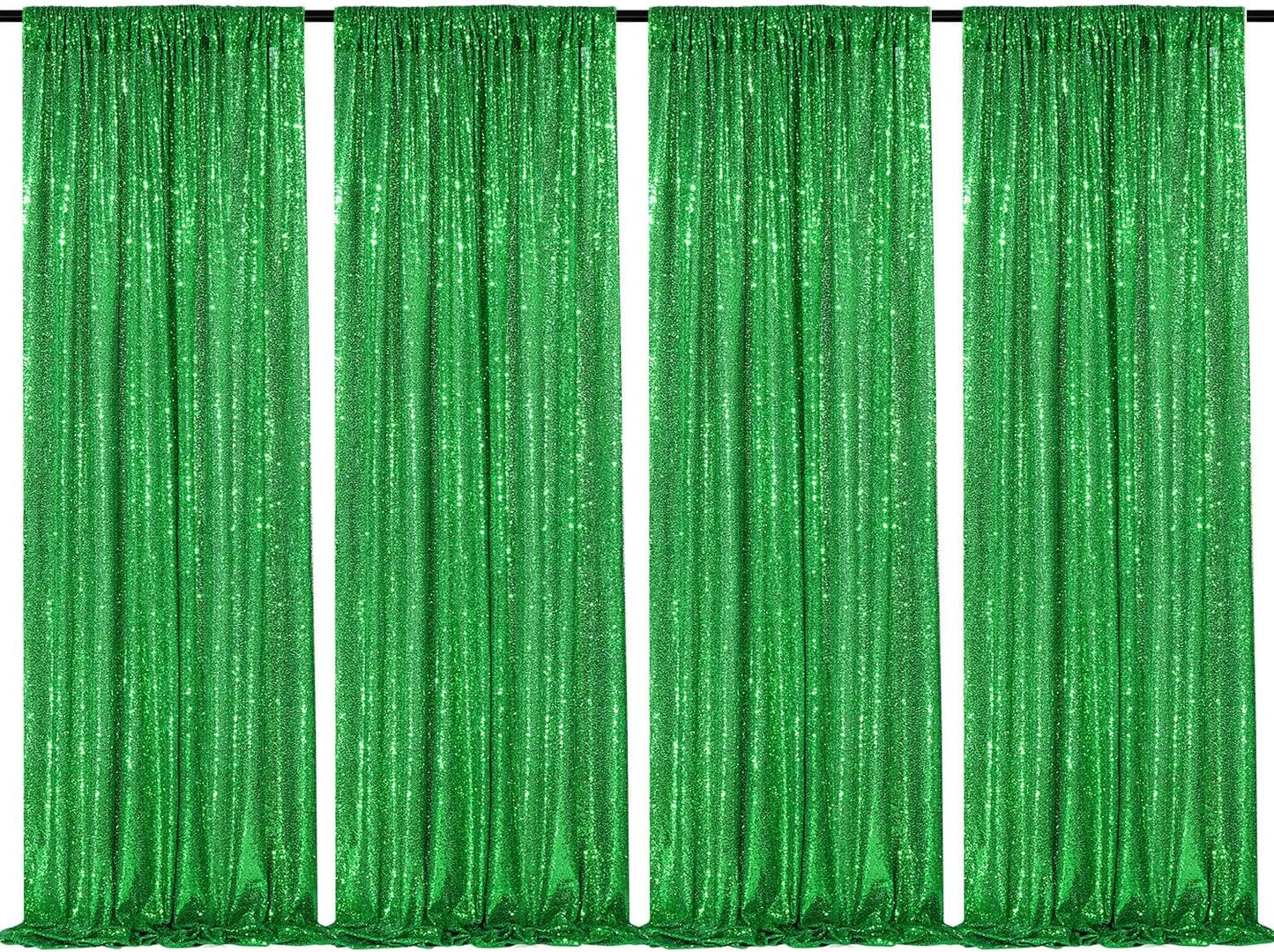 Green Sequin Backdrop 4 Panels for Stunning Party Decor