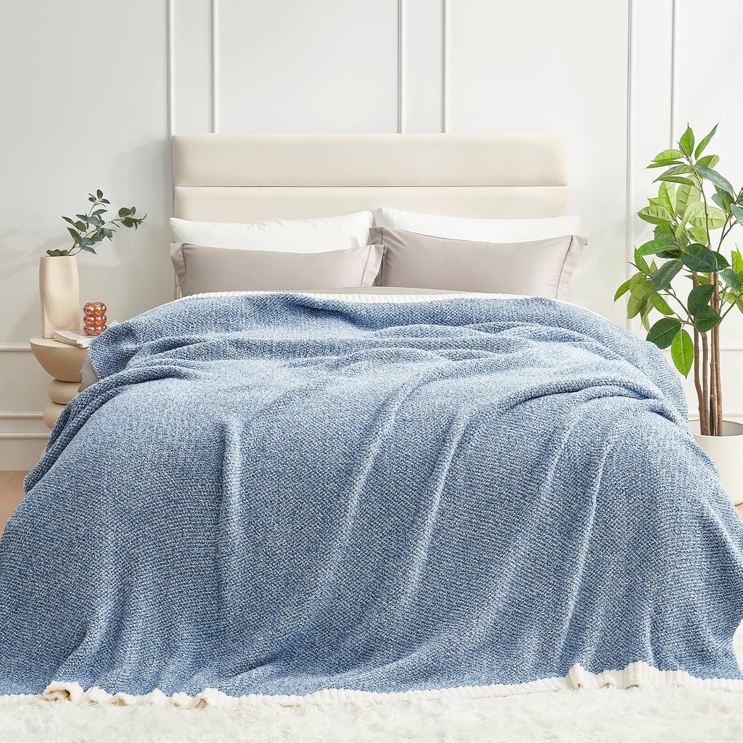 Snuggle Sac Queen Size Bed Blanket in Heather Blue for Cozy Comfort