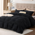 Bedsure Fluffy Duvet Cover Set King Size - Ultra Soft Striped Comfort