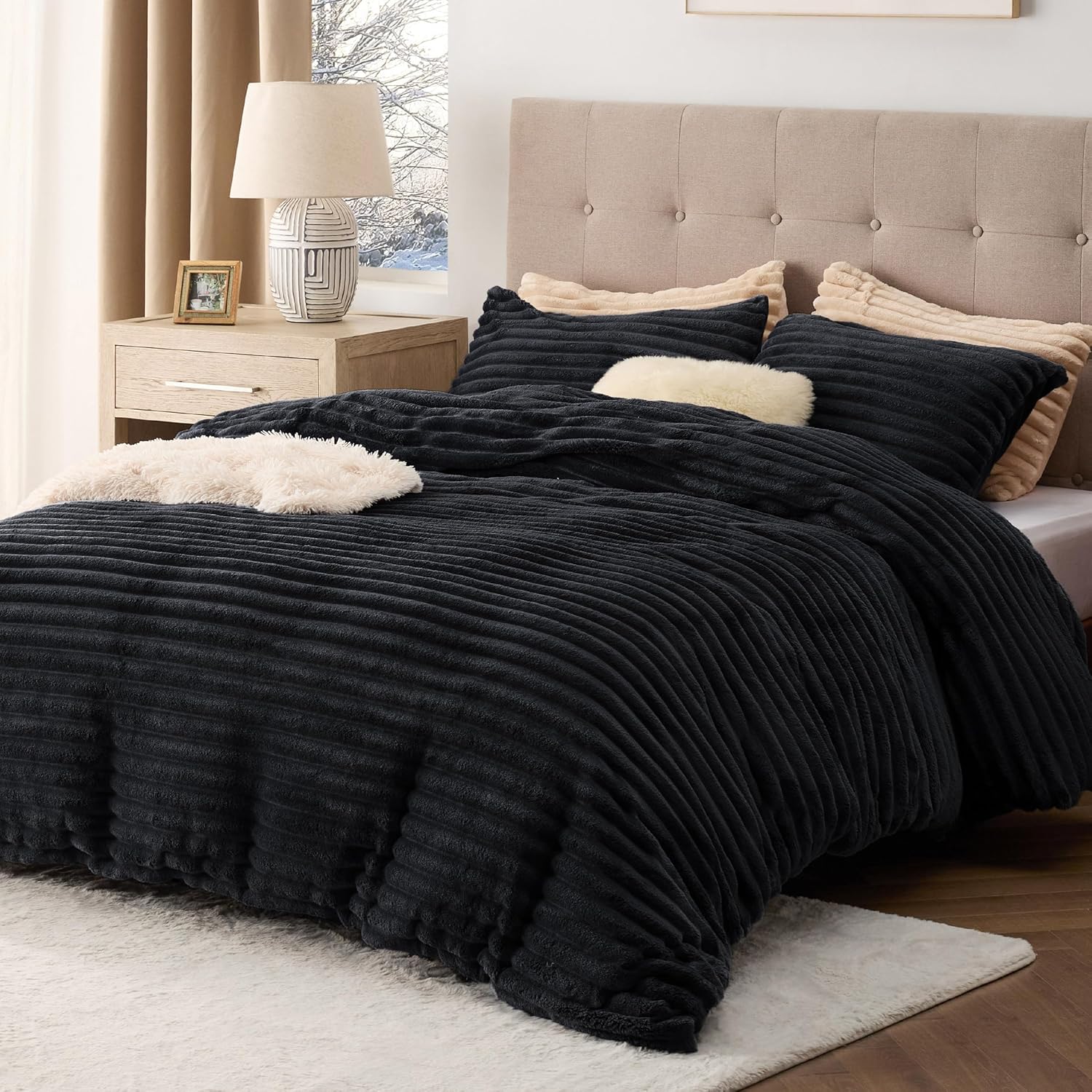 Fluffy Duvet Cover Set - Ultra Soft Plush Shaggy Comforter