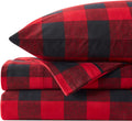 Flannel Sheets Warm and Cozy Deep Pocket Buffalo Check Plaid - Twin