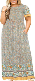 Plus Size Maxi Dress with Pockets - Comfortable High Waist Summer