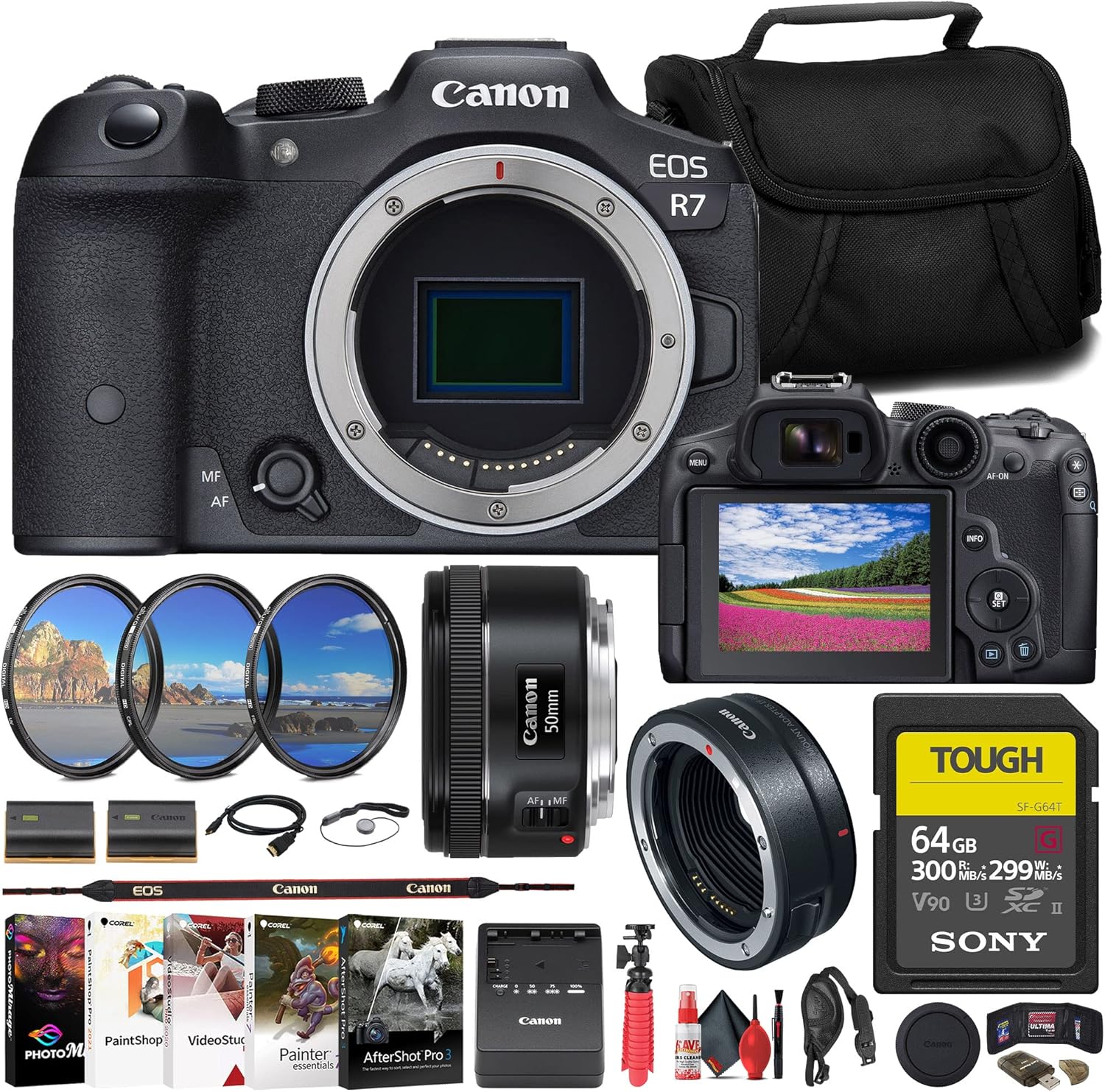 Canon EOS R7 Mirrorless Camera Bundle with 50mm Lens and More