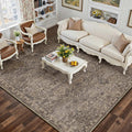 Area Rug 5x7 Retro Brown Machine Washable Rug - Low Pile Vintage