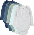 baby-boys 5-pack Long Sleeve Bodysuits 100% Organic Cotton - Cozy Set
