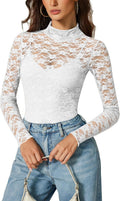 Avidlove Womens Long Sleeve Lace Mesh Bodysuit - High Neck Night Out