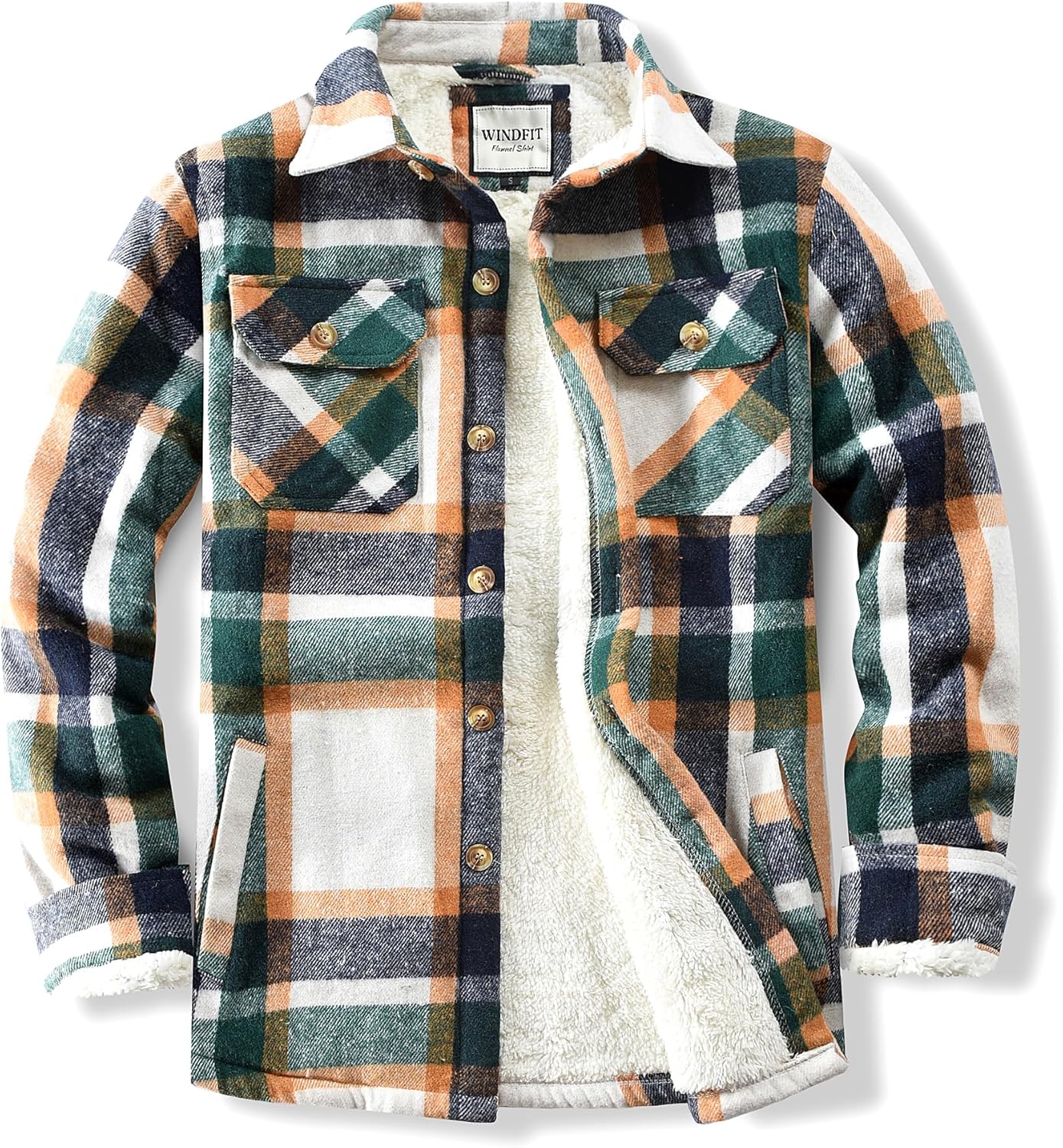 Men's Cotton Sherpa Lined Flannel Shirt Jacket for Outdoor Use