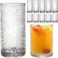 Clear Drinking Glasses Set of 12 - Vintage Floral Embossed Glassware