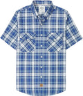 Mens Short Sleeve Button Down Shirt - Soft Vintage Regular Fit Shirts