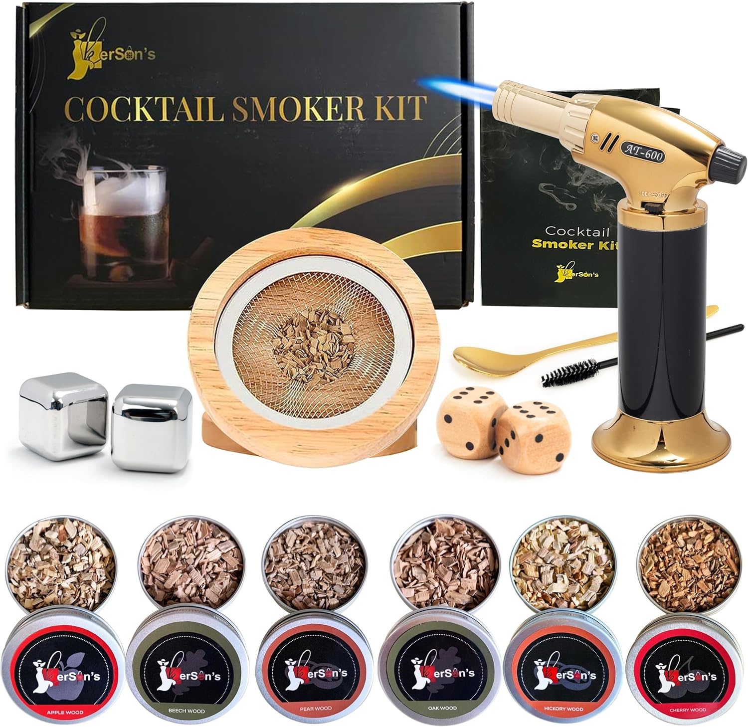 Bourbon & Whiskey Smoker Kit - 6 Wood Chip Flavors