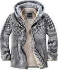 Men's Full Zip Sherpa Lined Flannel Jacket Hooded Plaid - Warm