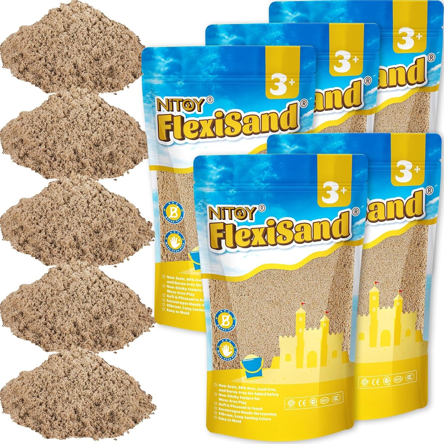 NiToy FlexiSand 11 lbs Moldable Self-Sticking Sand for Kids