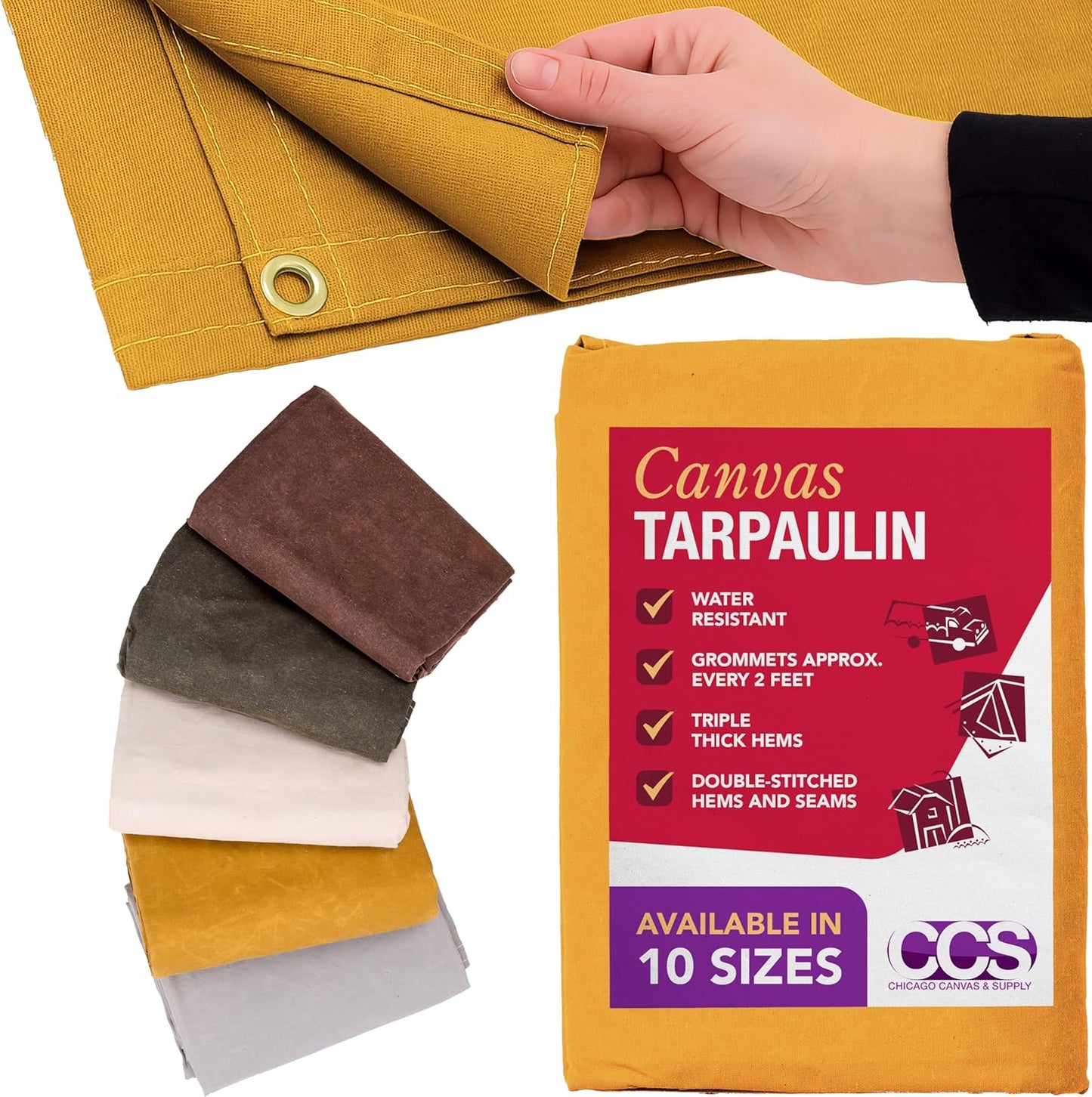 CCS Waterproof Canvas Tarp Cover for Camping and Outdoor Use