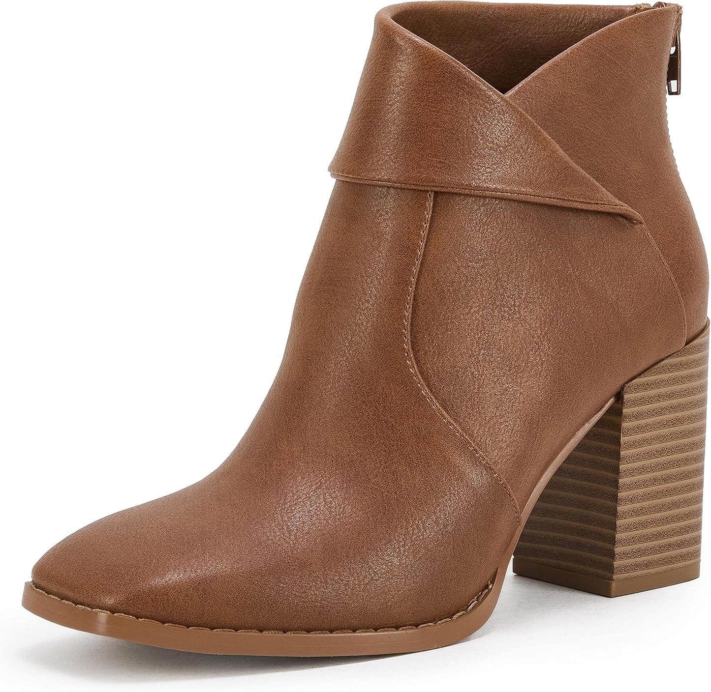 LAICIGO Women's Square Toe Ankle Boots with Chunky Heel Style