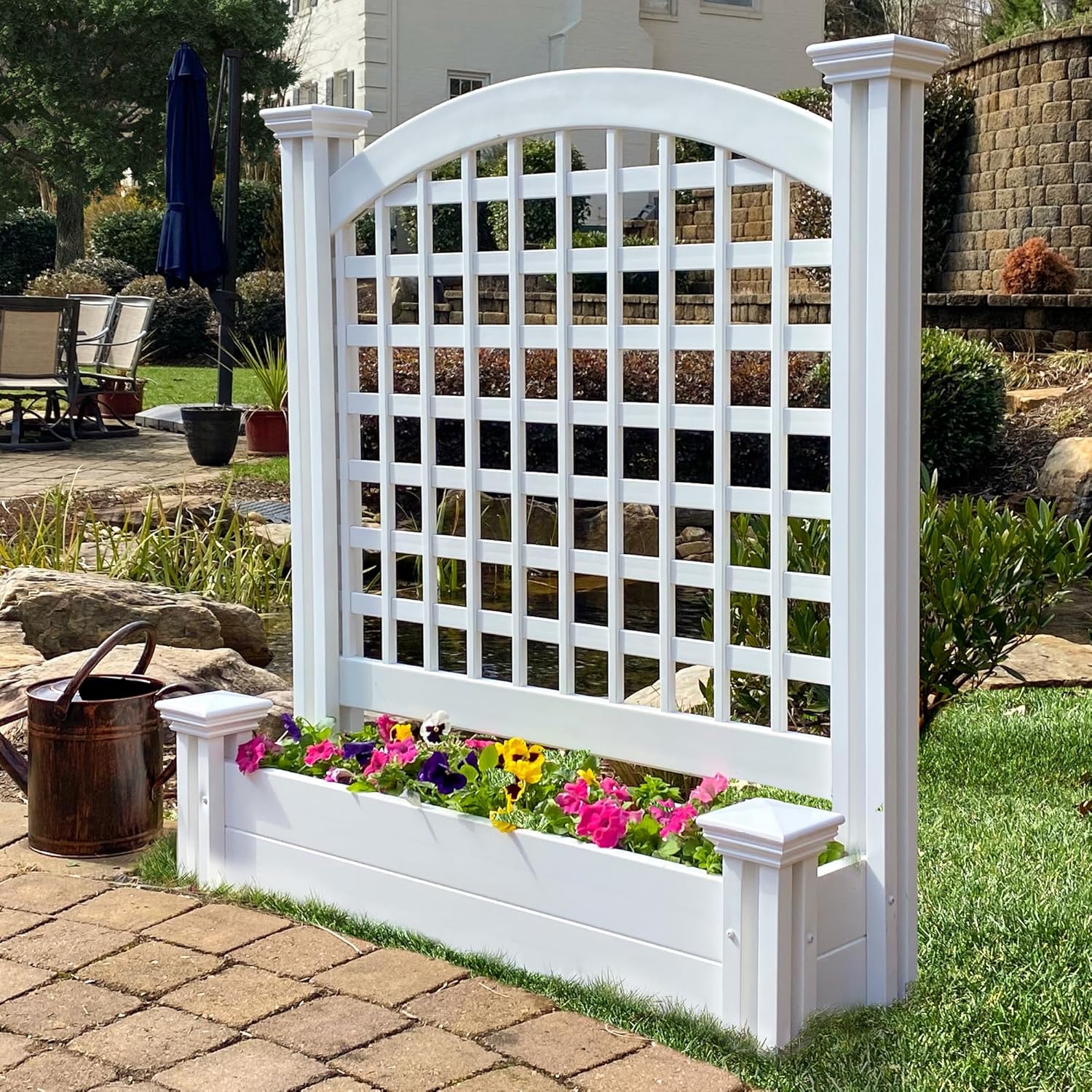 Freestanding Privacy Screen with Planter Box for Outdoor Spaces