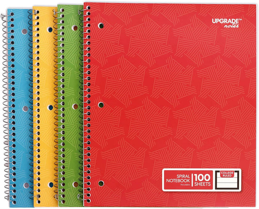Ink-Bleed Resistant Spiral Notebooks, 4-Pack