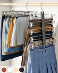 Skirt Hangers Space Saving with Clips 5-Tier Beechwood - Closet