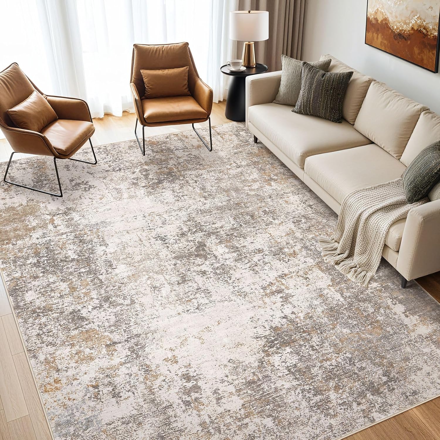 Modern Abstract Area Rugs for Living Room - Soft & Washable