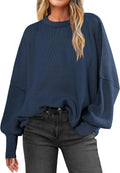 Crewneck Batwing Oversized Ribbed Knit Pullover - Cozy Fall Staple