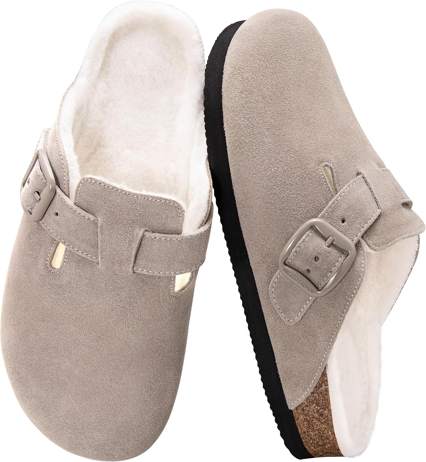 Women's Fuzzy Suede Clogs with Arch Support for Comfort