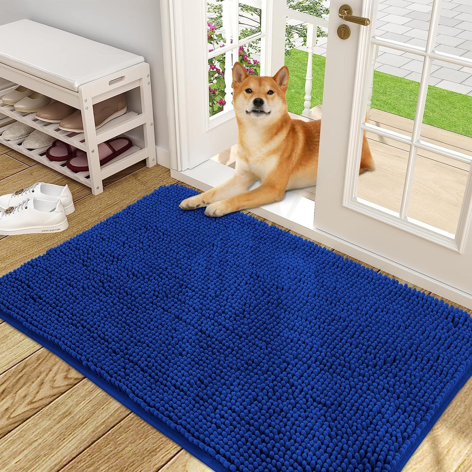 OLANLY Dog Door Mat for Muddy Paws - Absorbent Chenille Mat