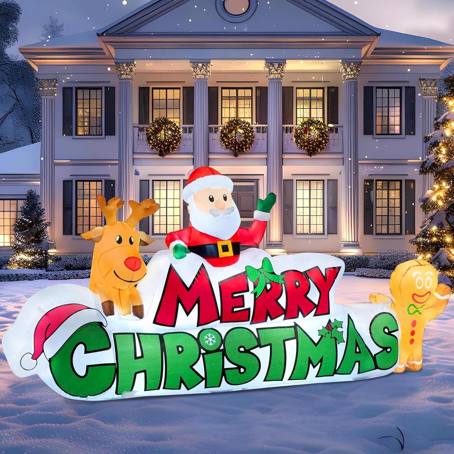 9.5 FT Christmas Inflatable Merry Christmas Sign for Yard Decor