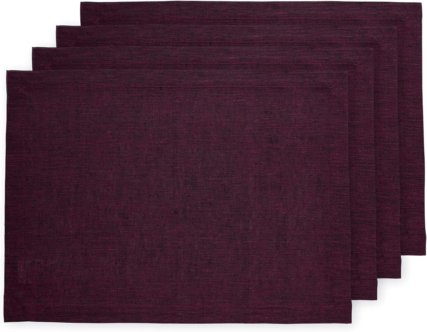 Elegant 100% Pure Linen Burgundy Placemats Set for Holidays