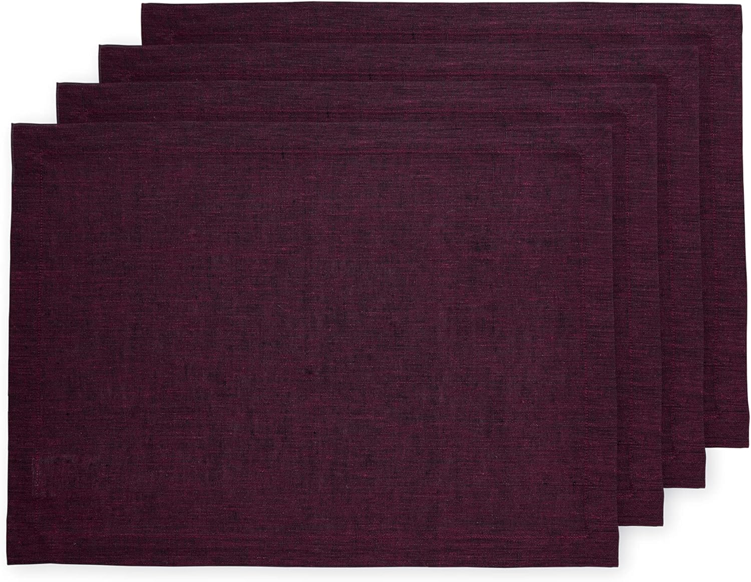 Elegant 100% Pure Linen Burgundy Placemats Set for Holidays