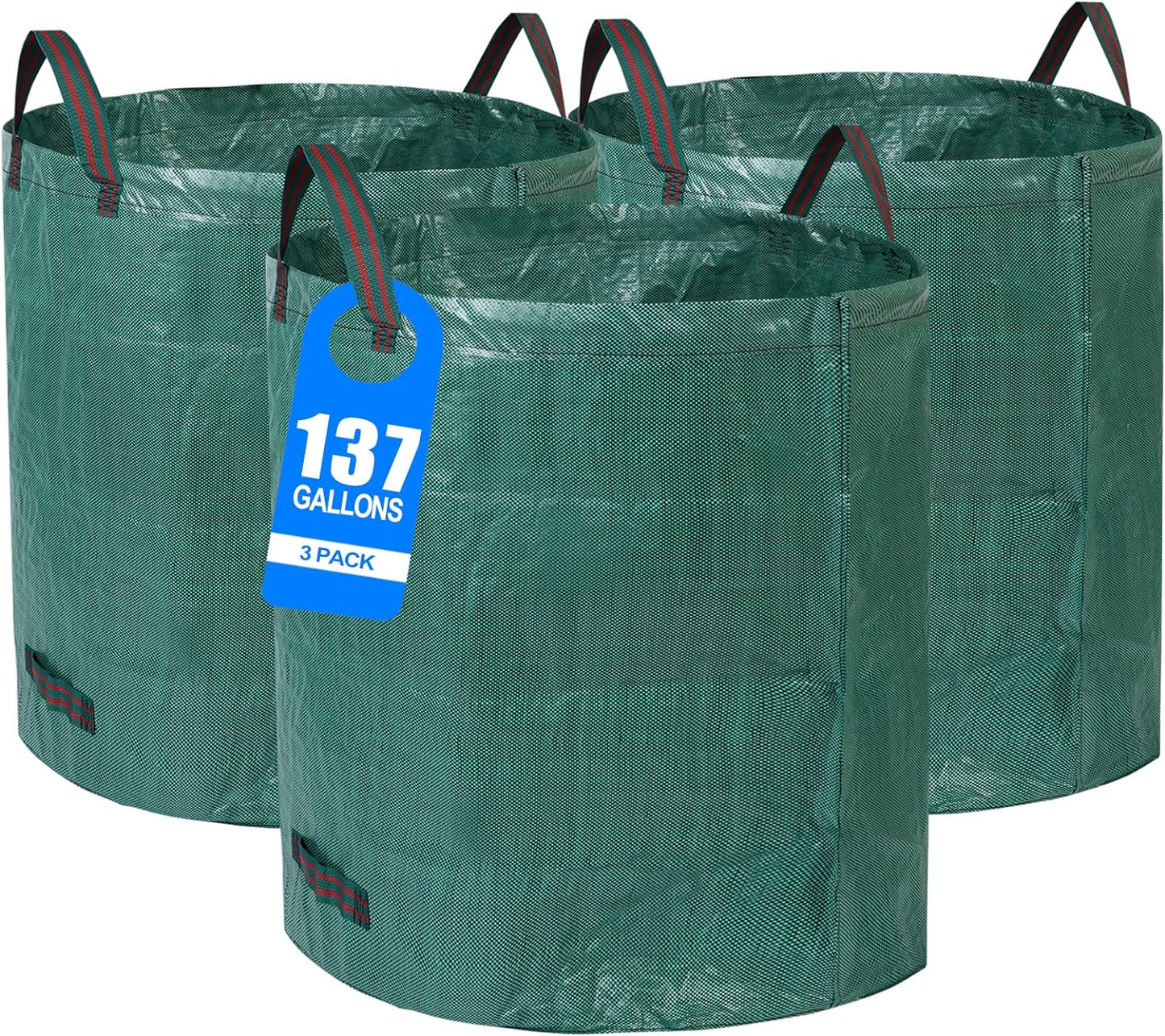 3 Pack Extra Large Reusable Yard Waste Bags for Garden Cleanup